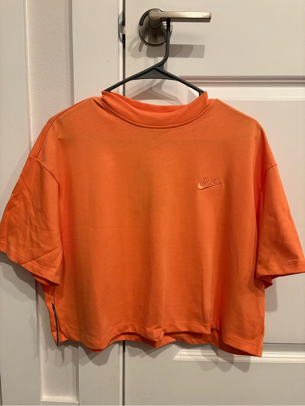Nike Orange Short-Sleeve Cropped Logo Tee